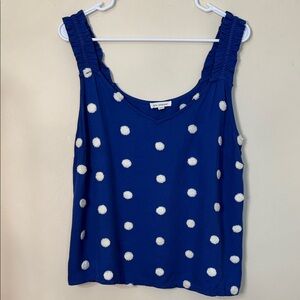 Blu Pepper Blue Tank Top with Textured White Dots